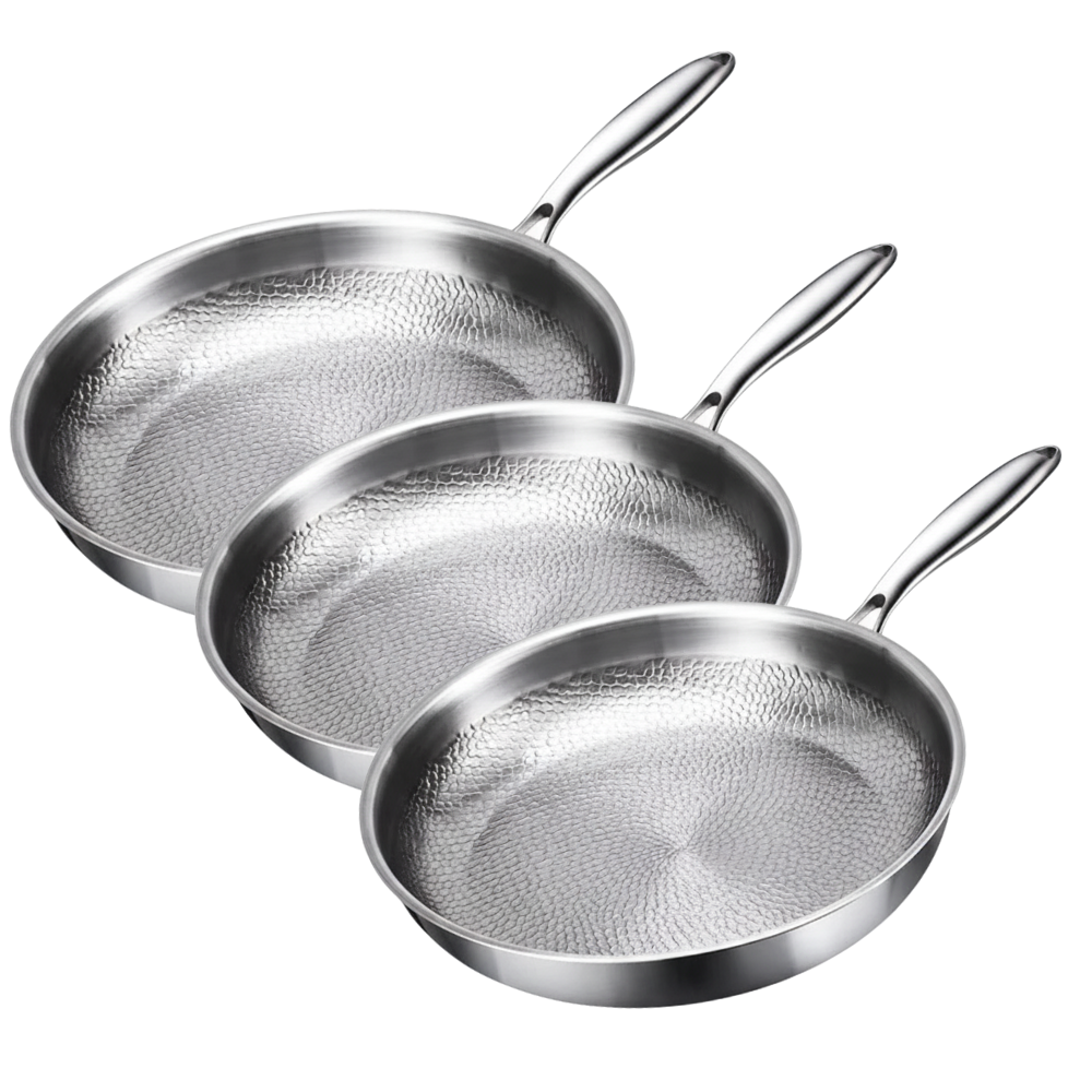 Titanium Gelaagde Koekenpannenset 3-delig Inductie 26/28/30 cm | BPA - PFAS Vrij | Alle Warmtebronnen