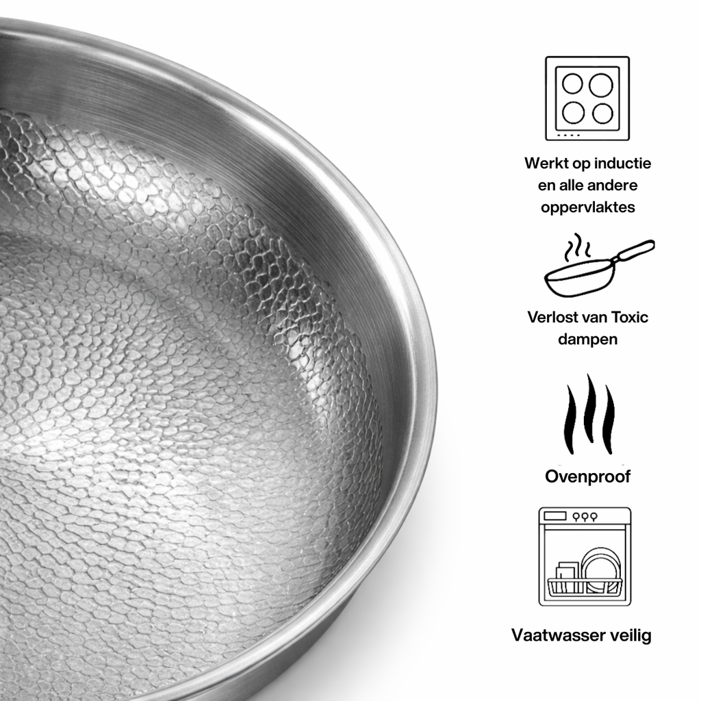Titanium Gelaagde Koekenpan Gehamerd Inductie Vaatwasserbestendig | BPA - PFAS Vrij