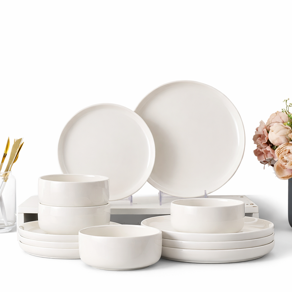 Serviesset 12-delig Wit Porselein, Magnetron/Vaatwasserbestendig, 4 Personen