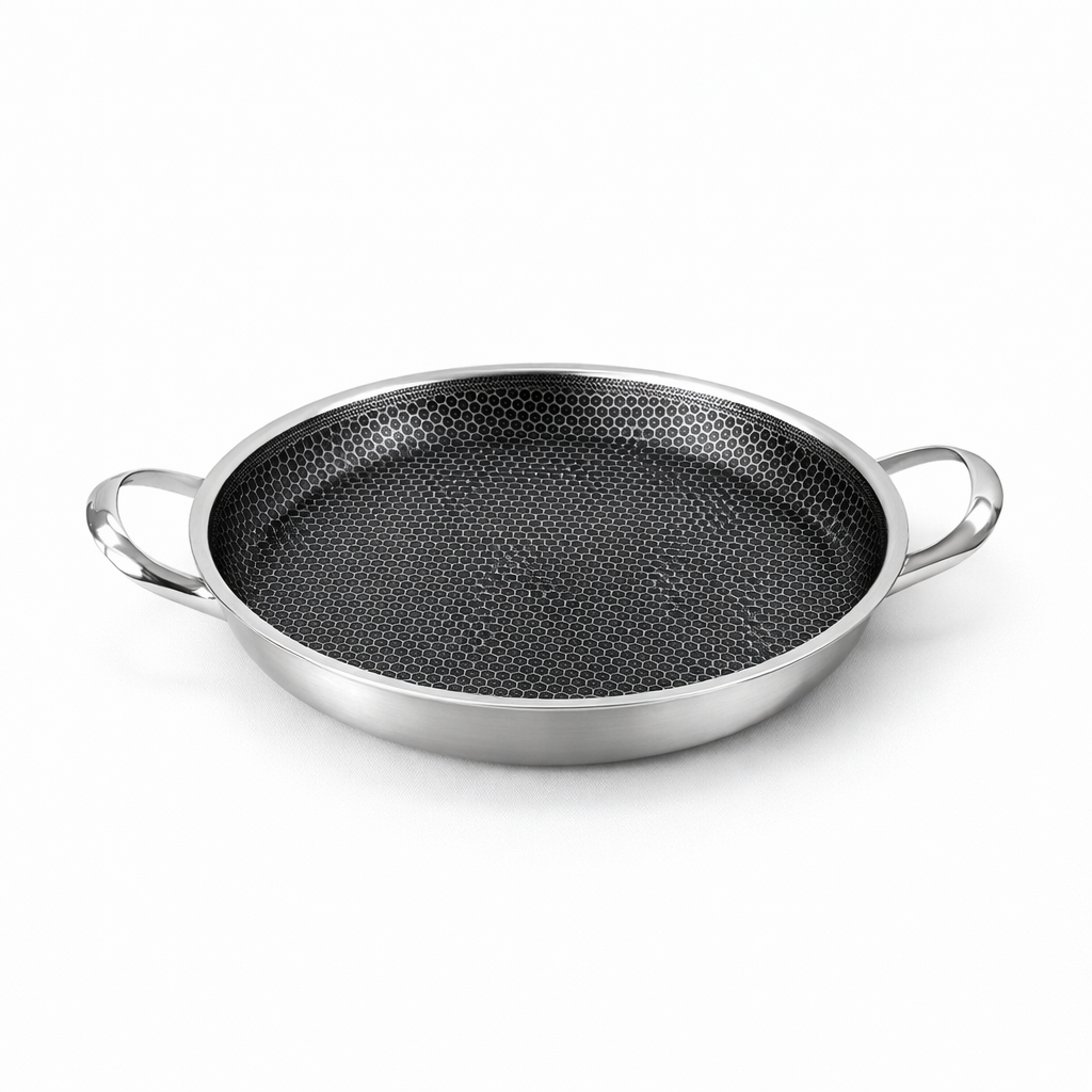 RVS koekenpan met honingraatcoating, 30,5 cm  | BPA - PFAS Vrij | Alle Warmtebronnen