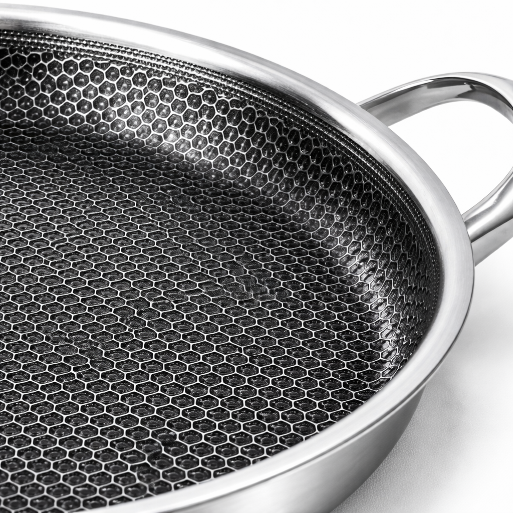 RVS koekenpan met honingraatcoating, 30,5 cm  | BPA - PFAS Vrij | Alle Warmtebronnen