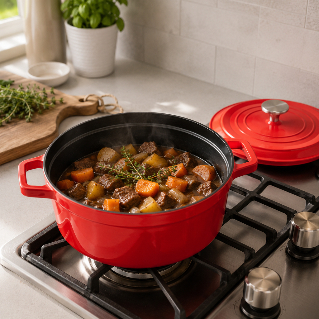 Soeppan 4L Rood | Anti-aanbak | Voor Gas & Inductie