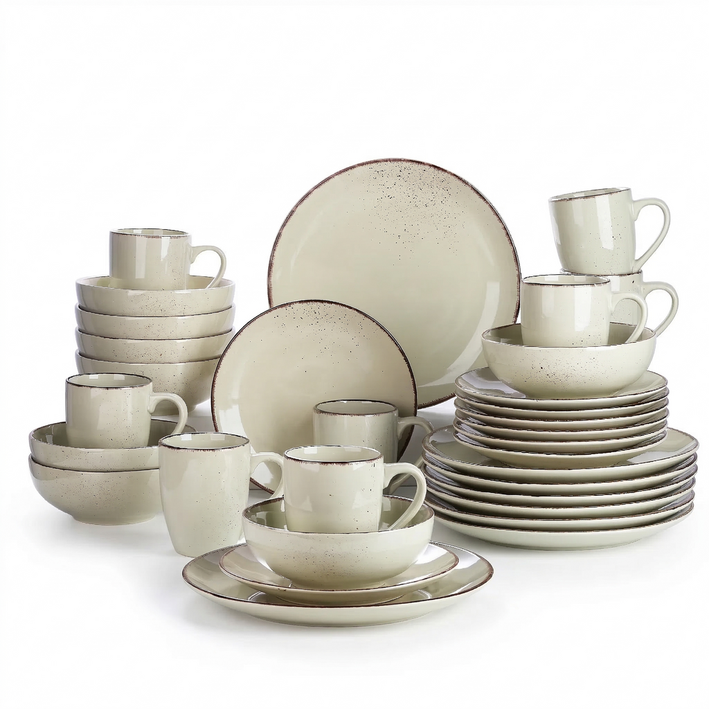 Vaatwerkset Beige Keramiek 48-delig - Diner- en Dessertborden, Kommen, Mok
