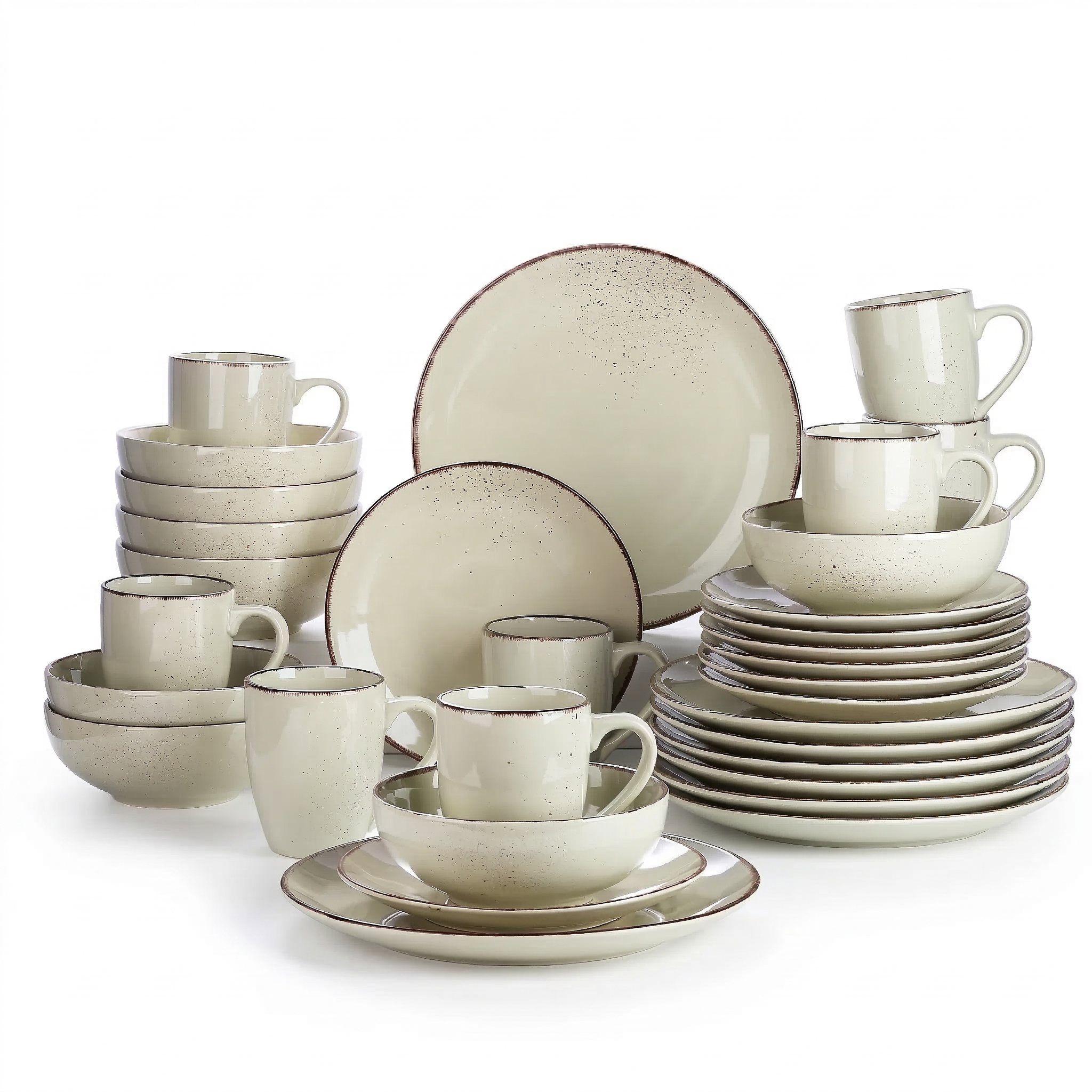 Vaatwerkset Beige Keramiek 48-delig - Diner- en Dessertborden, Kommen, Mok