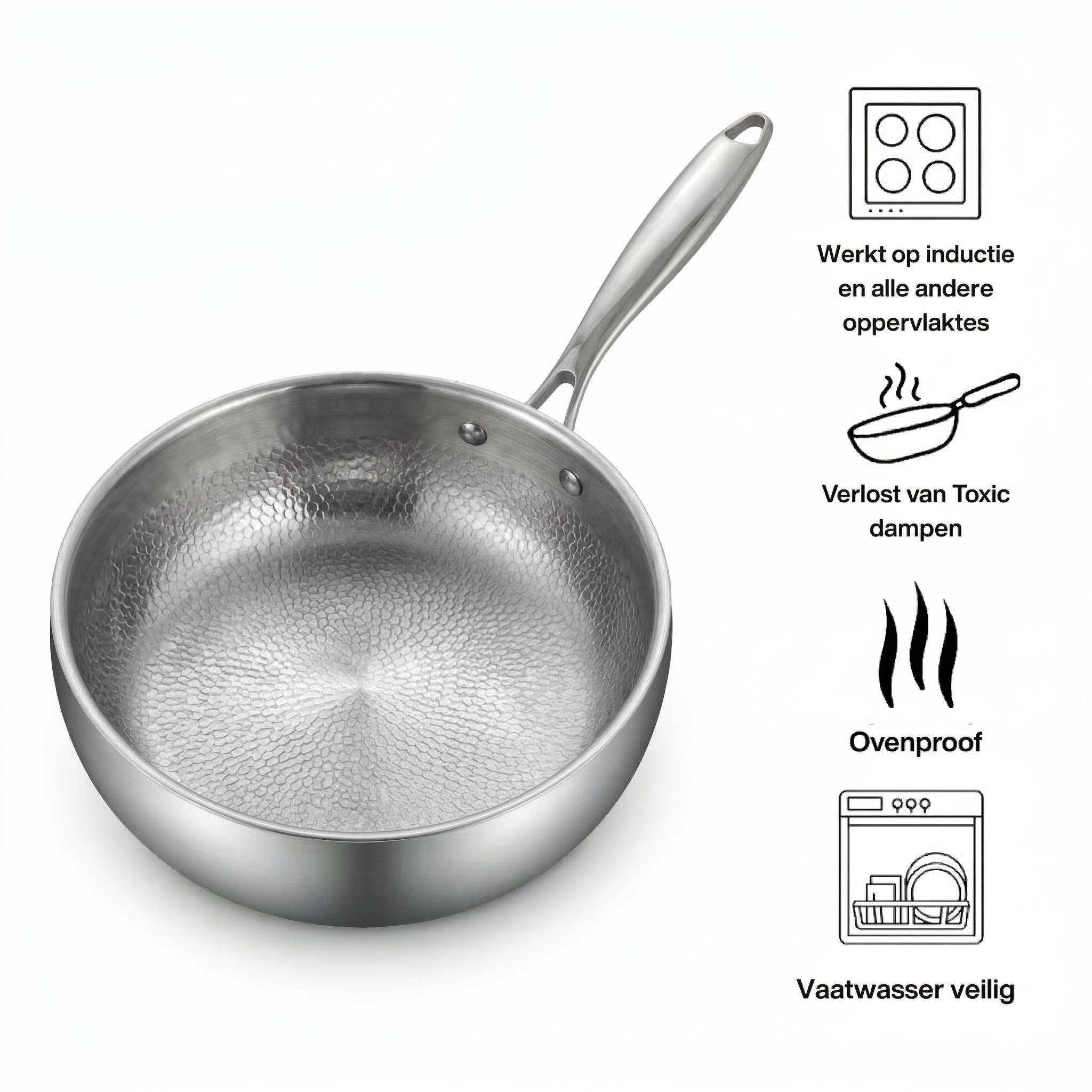 Titanium Gelaagde Steelpan | Alle Warmtebronnen | BPA - PFAS Vrij