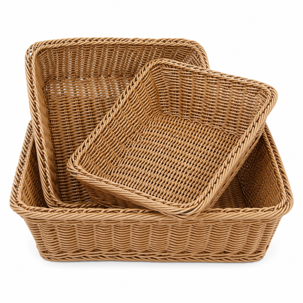 Handgeweven rotan opbergmanden – 3-delige set