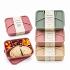 Siliconen lunchbox met 4 vakken – 3-delige set