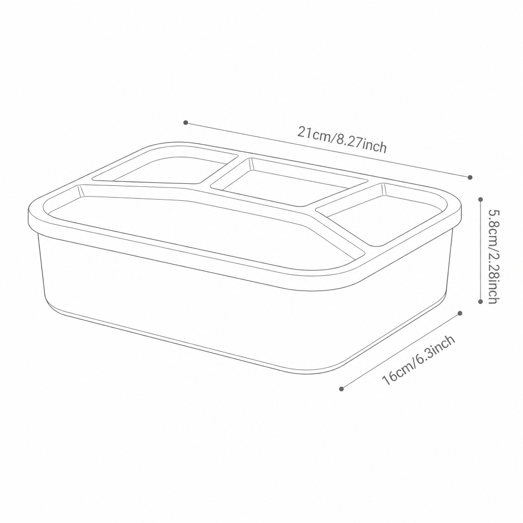 Siliconen lunchbox met 4 vakken – 3-delige set