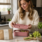 Siliconen lunchbox met 4 vakken – 3-delige set