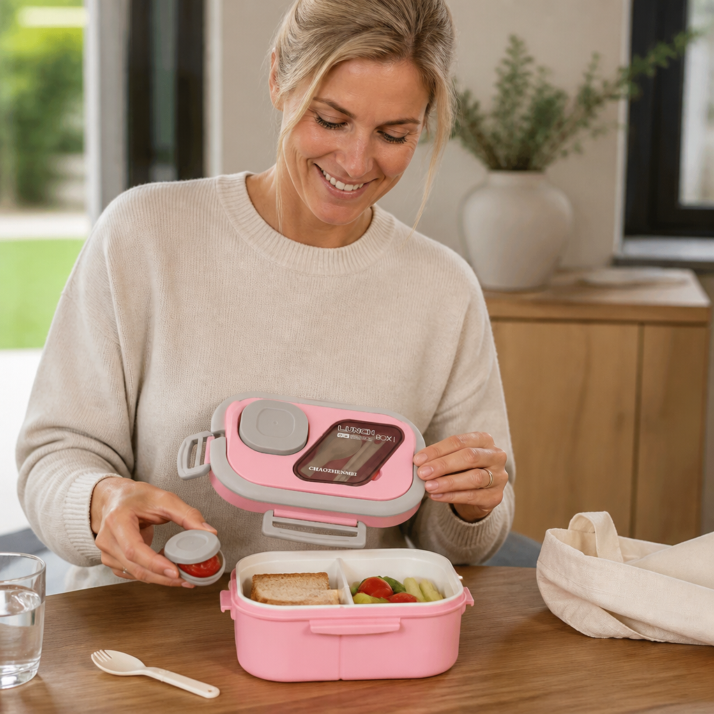 Ruime bento-lunchbox met 4 vakken