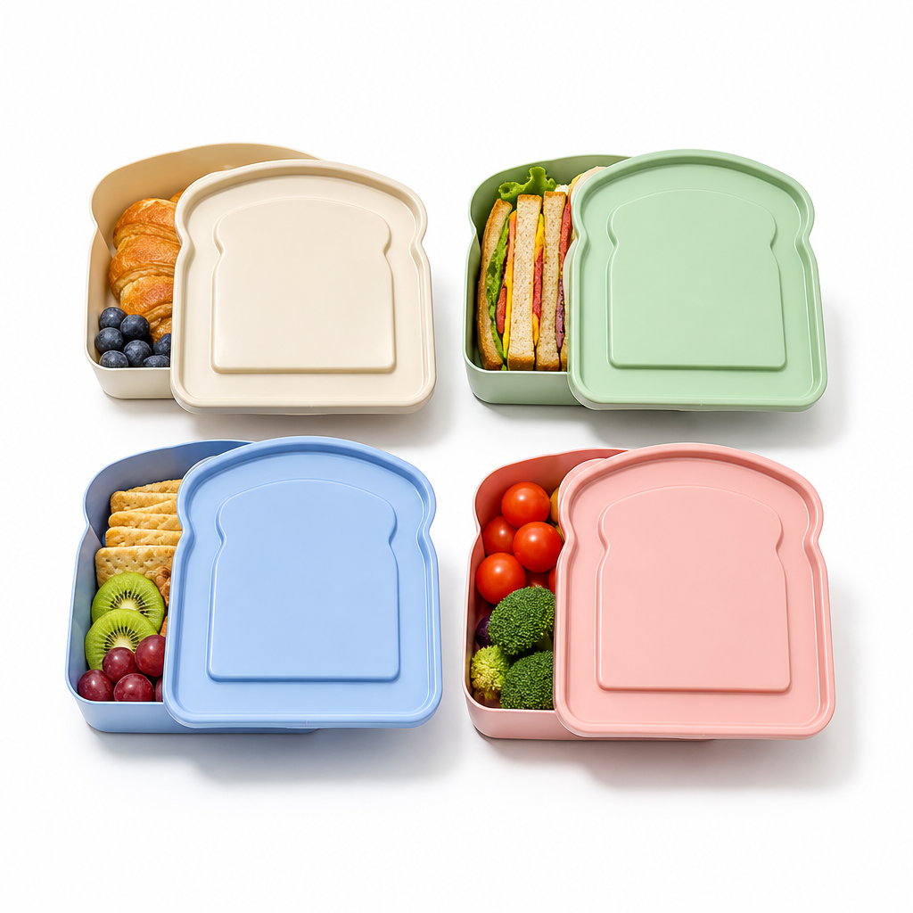 Sandwichcontainers in toastvorm – set van 4
