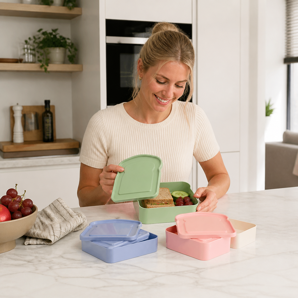 Sandwichcontainers in toastvorm – set van 4