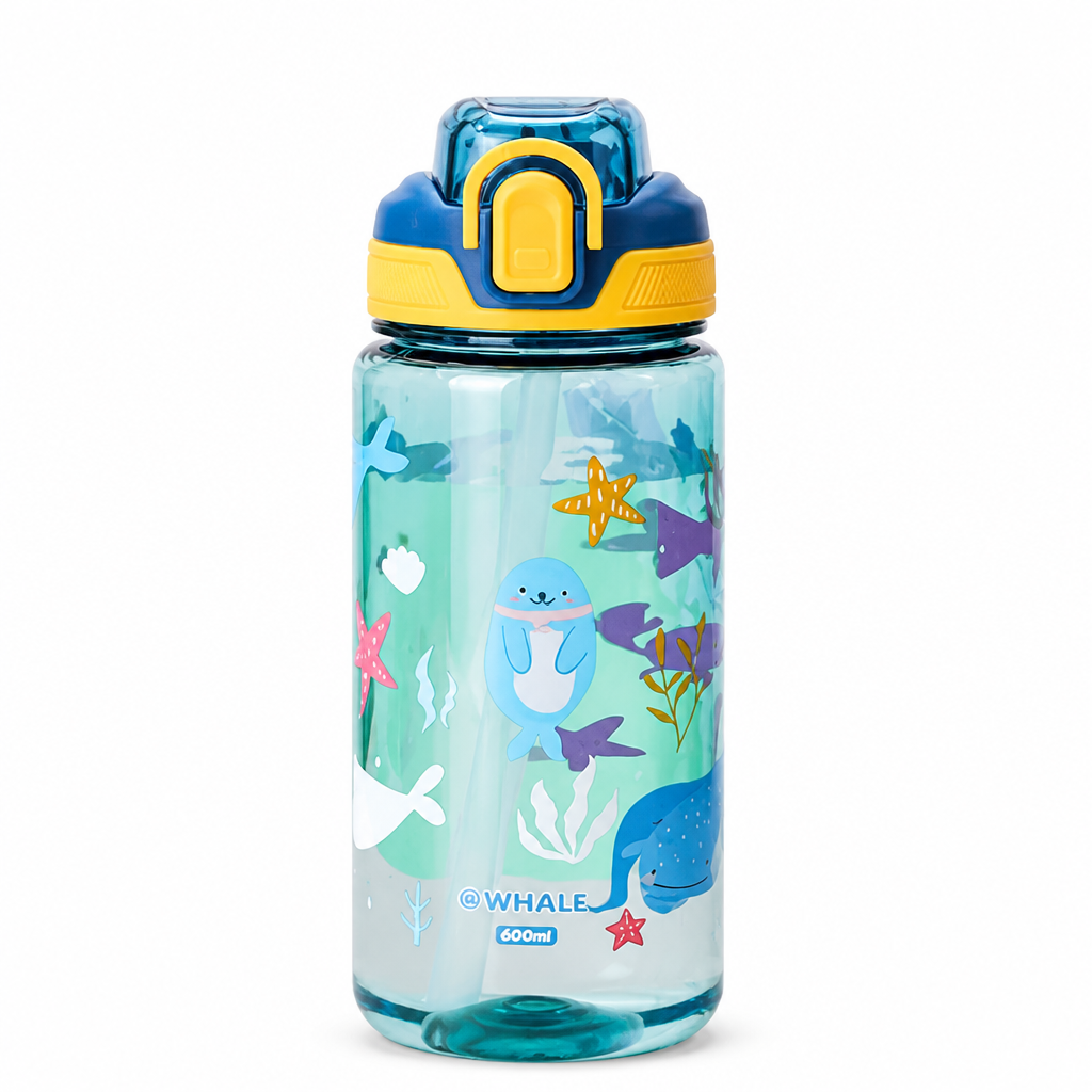 Waterbekers met rietje – set van 2x 600 ml
