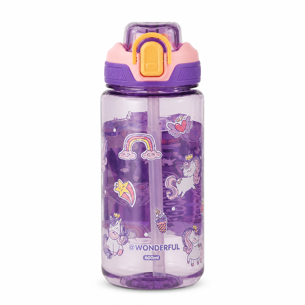 Waterbekers met rietje – set van 2x 600 ml