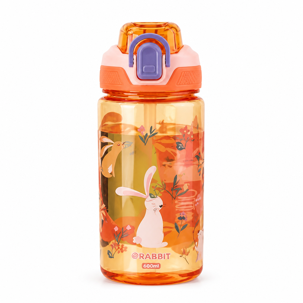 Waterbekers met rietje – set van 2x 600 ml