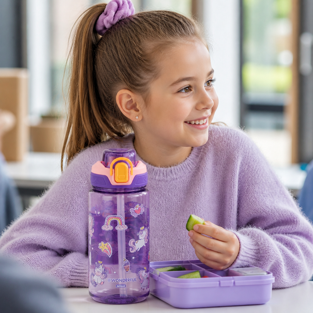 Waterbekers met rietje – set van 2x 600 ml