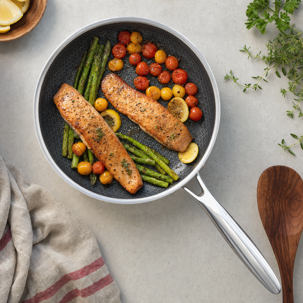 Kitchen4you | Honingraat Koekenpan RVS Inductie  | BPA - PFAS Vrij | Alle Warmtebronnen