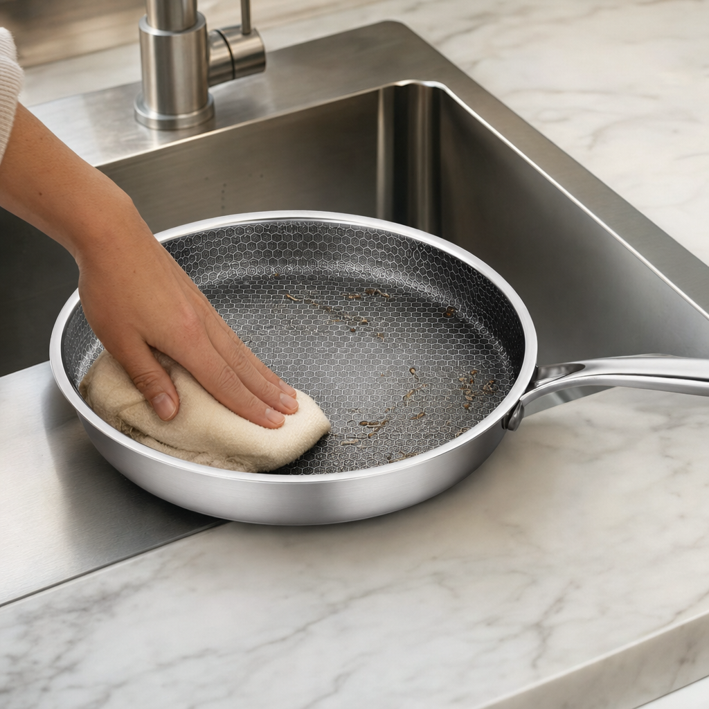 Kitchen4you | Honingraat Koekenpan RVS Inductie  | BPA - PFAS Vrij | Alle Warmtebronnen