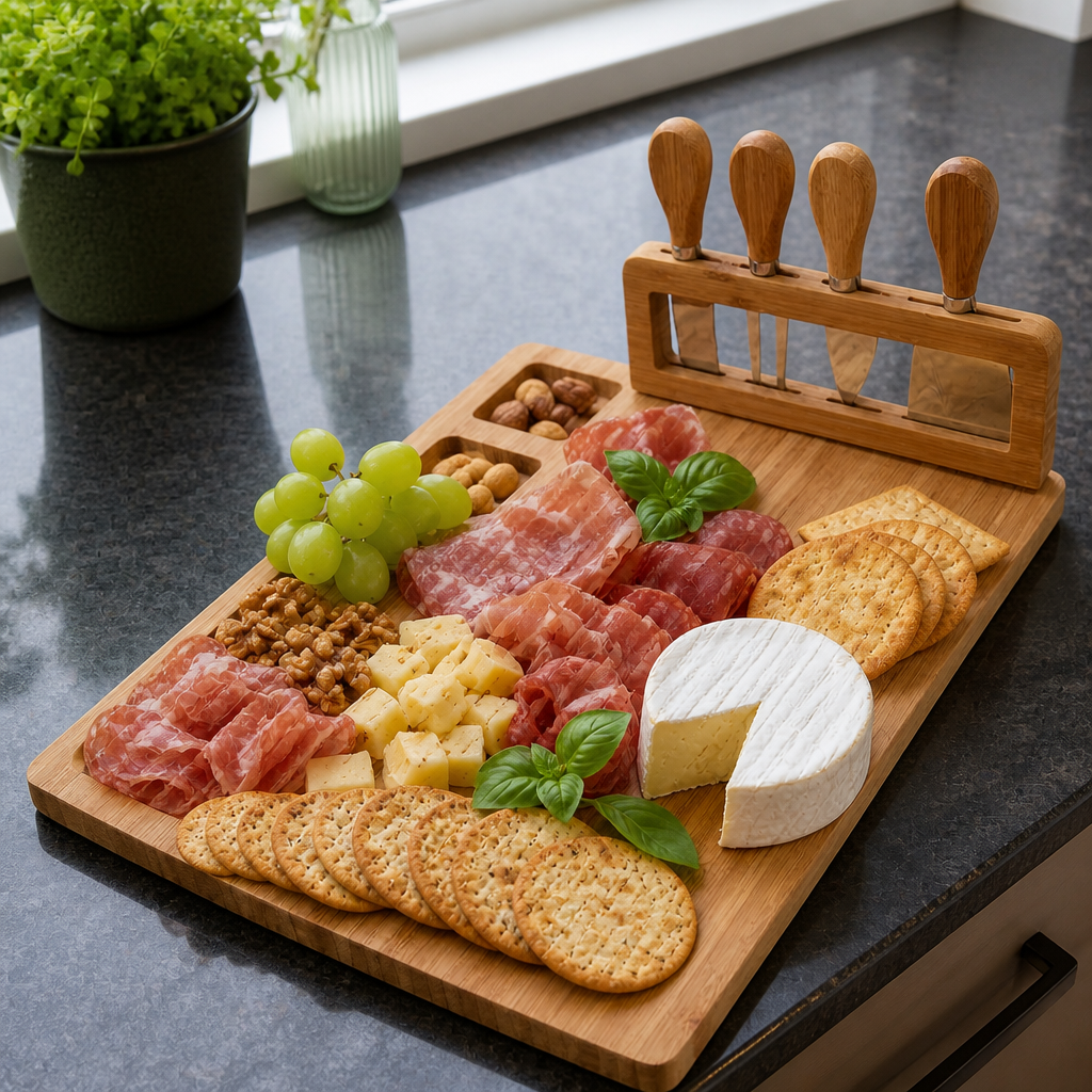 Bamboe Kaasplank Set met Bestekhouder - Kitchen4You