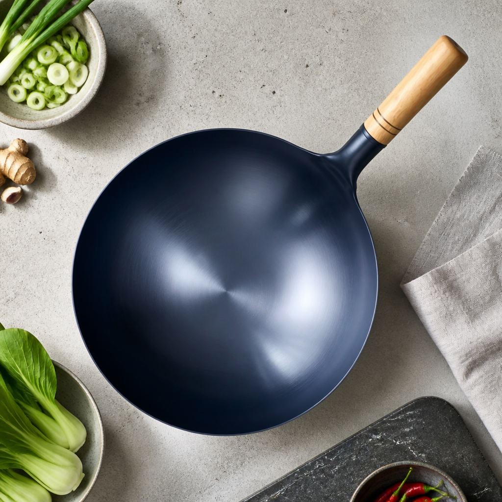 Kitchen4you | Gietijzeren Wokpan Houten Handvat