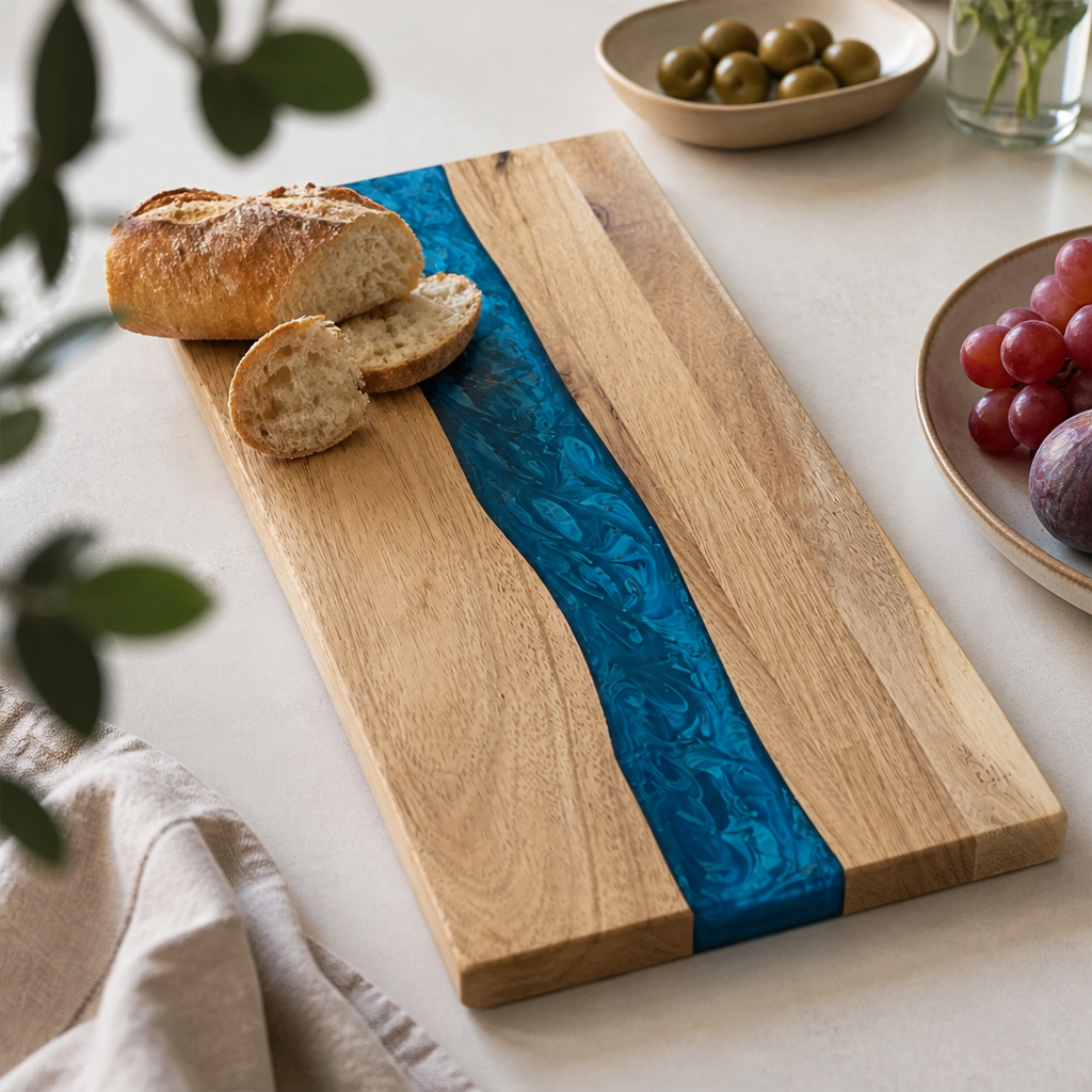 Houten Snijplank met Epoxy Inzet | Handgemaakt Design