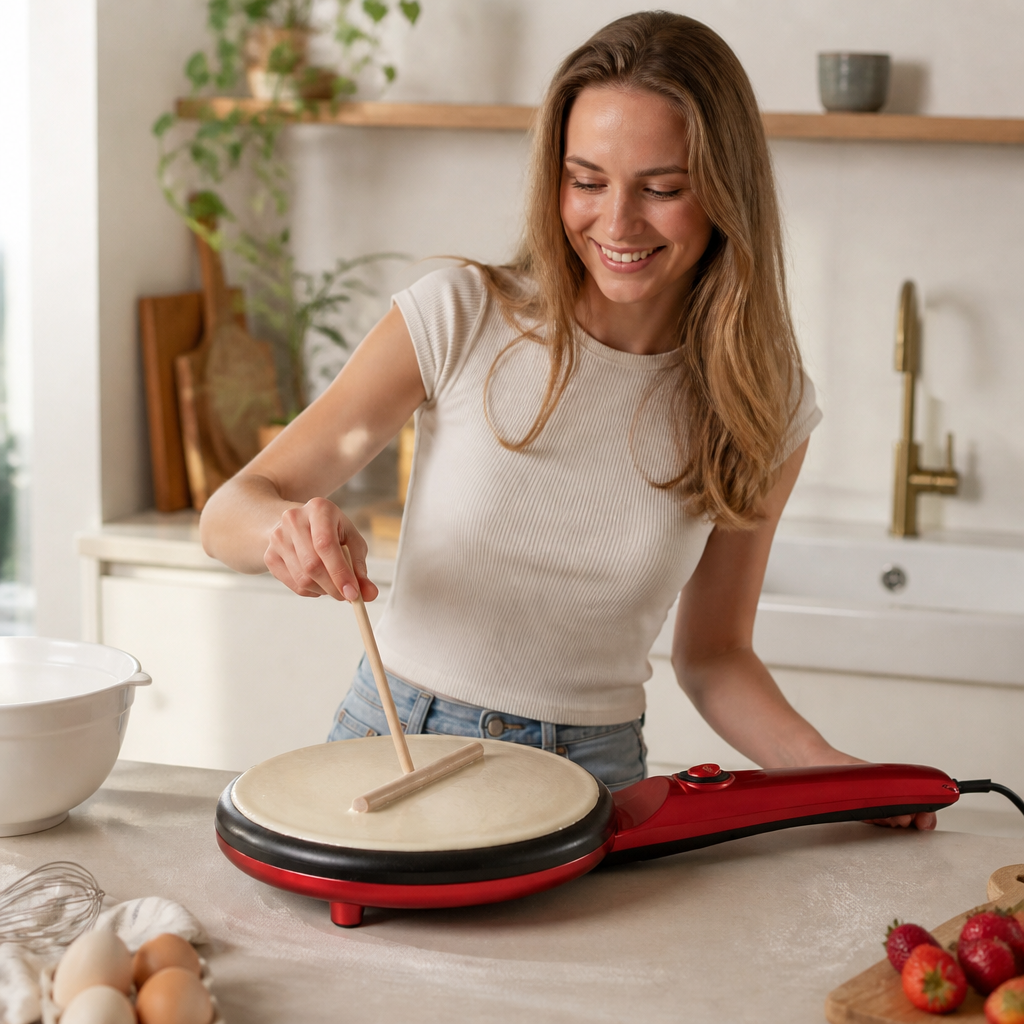 Pannenkoekenpan Elektrisch 20cm Rood - Kitchen4You