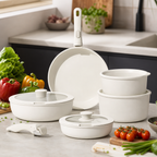 Pannenset Keramisch | Anti-aanbak | Afneembare Handgrepen | Stapelbaar | Kitchen4You