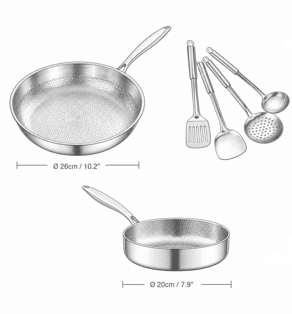 Titanium Gelaagde pannenset 3-Delig met Anti-aanbak | Inductie & Ovenbestendig  | BPA - PFAS Vrij | Alle Warmtebronnen