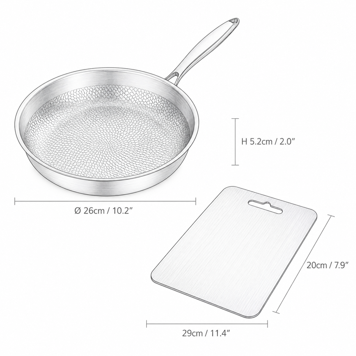 Titanium Set | Gelaagde Braadpan en Snijplank Vaatwasserbestendig | BPA - PFAS Vrij