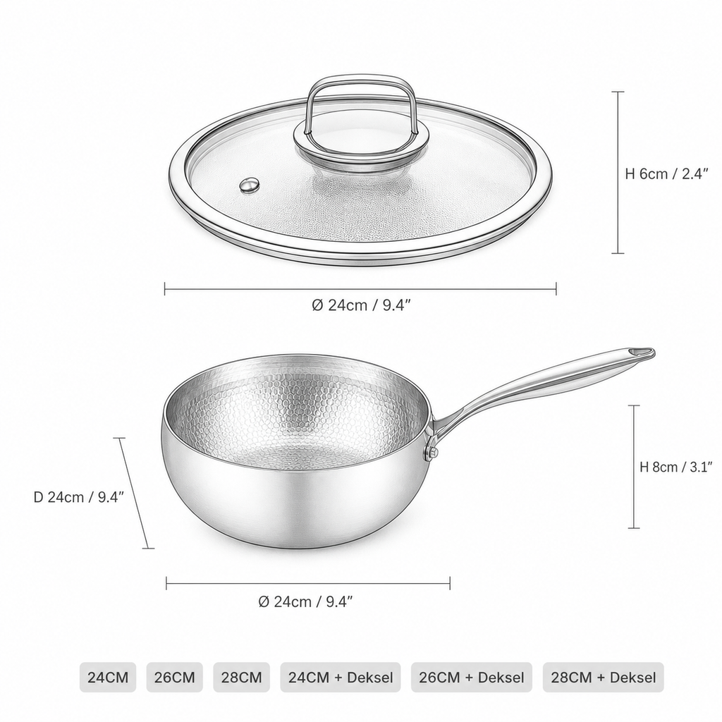 Titanium Gelaagde Steelpan | Alle Warmtebronnen | BPA - PFAS Vrij
