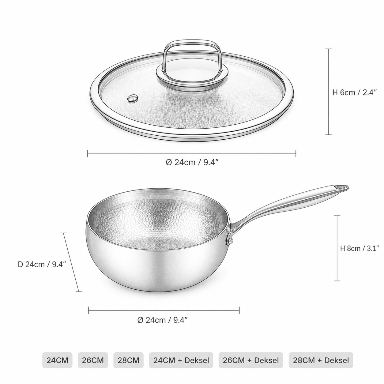 Titanium Gelaagde Steelpan | Alle Warmtebronnen | BPA - PFAS Vrij