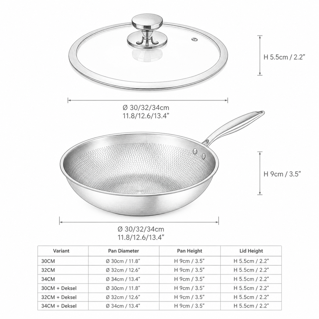 Titanium Gelaagde Wokpan Inductie/Gas | BPA - PFAS Vrij