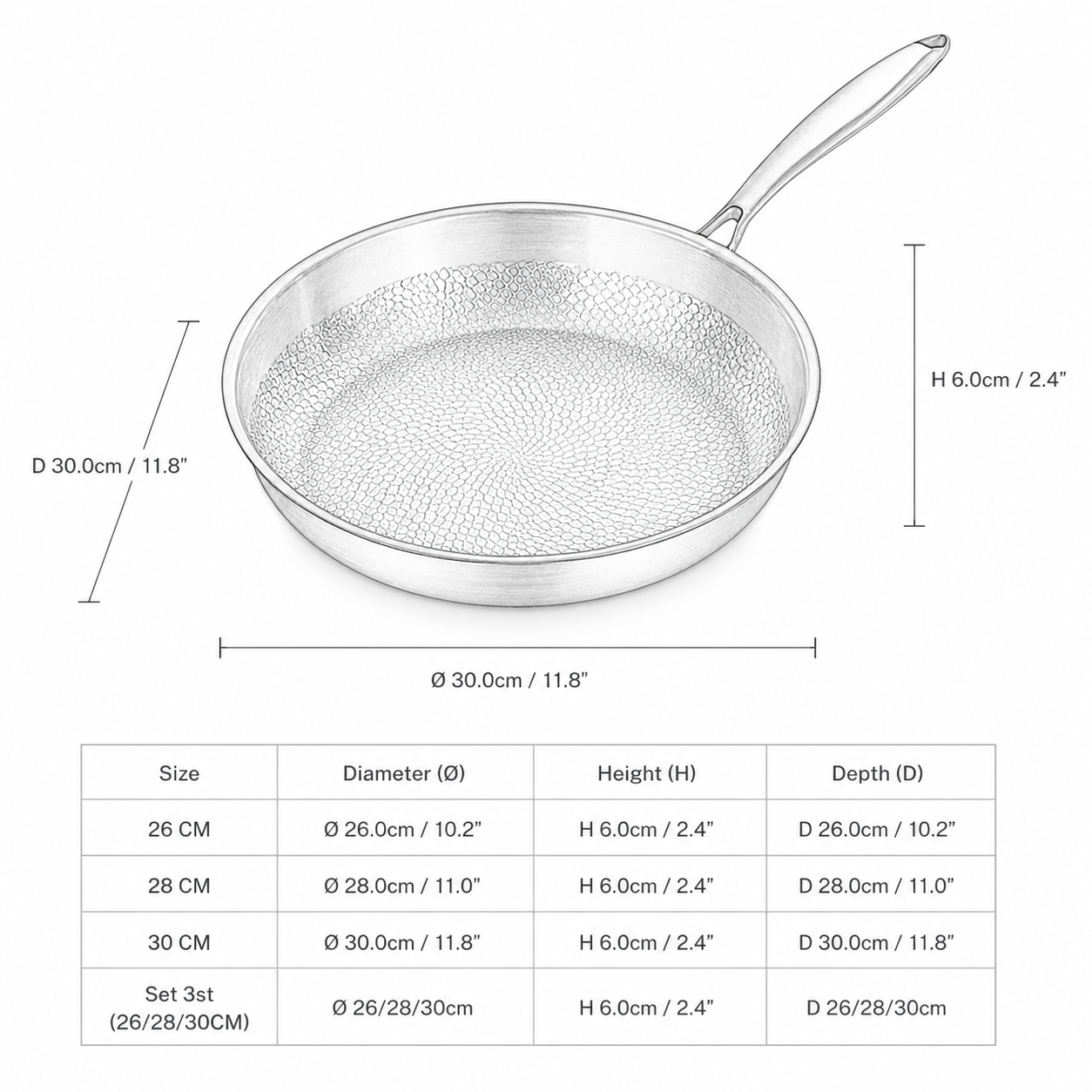 Titanium Gehamerde Koekenpan | BPA - PFAS Vrij