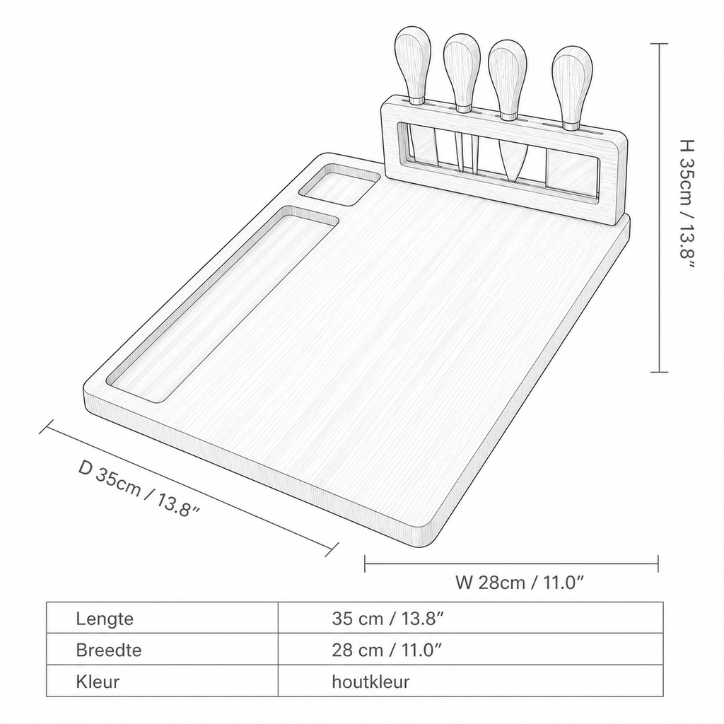Bamboe Kaasplank Set met Bestekhouder - Kitchen4You