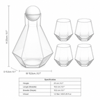 Set van 5 Diamantvormige Drinkglazen met Houten Stop