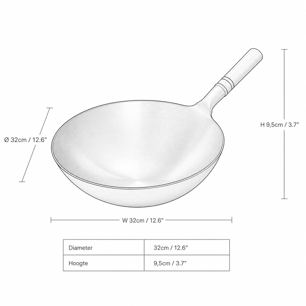 Kitchen4you | Gietijzeren Wokpan Houten Handvat
