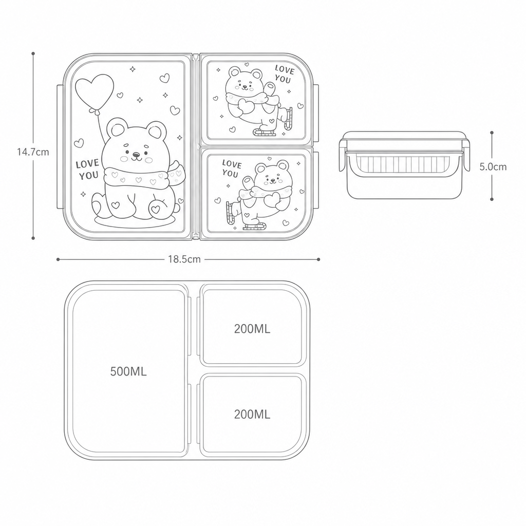 Lunchbox met drie compartimenten