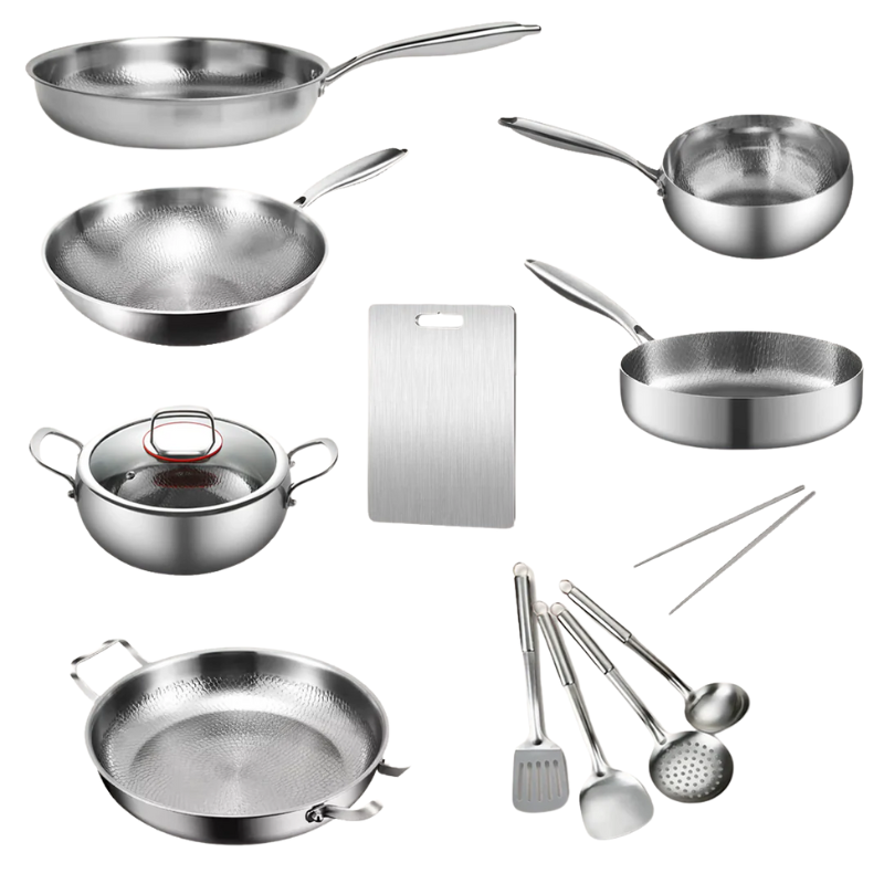 Titanium Gelaagde Kookpannenset 9-delig | Inductie & Oven | BPA - PFAS Vrij | Alle Warmtebronnen