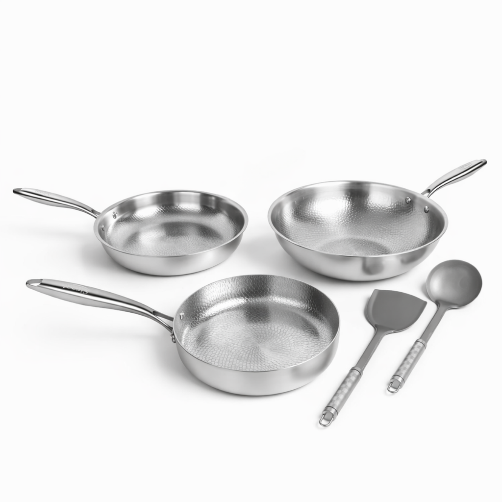 Titanium Kookpannenset - Gehamerd Design voor Alle Warmtebronnen | BPA - PFAS Vrij