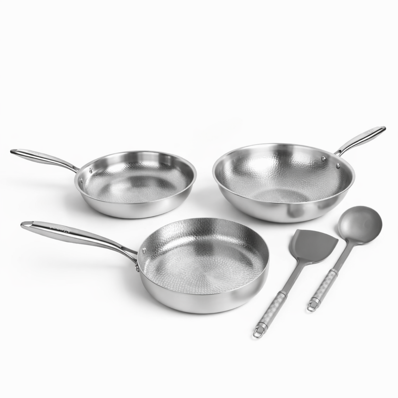 Titanium Kookpannenset - Gehamerd Design voor Alle Warmtebronnen | BPA - PFAS Vrij