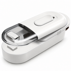 Mini zakkensealer 2-in-1 in wit, studiofoto op witte achtergrond