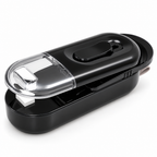Mini zakkensealer 2-in-1 in zwart, studiofoto op witte achtergrond