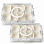 Set van 2 snackcontainers met 8 vakken, studiofoto