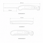 Technische tekening digitale vleesthermometer met maten