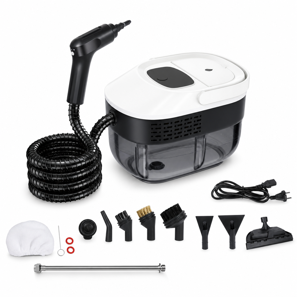 Stoomreiniger 2100 W wit met stoompistool, slang en opzetstukken