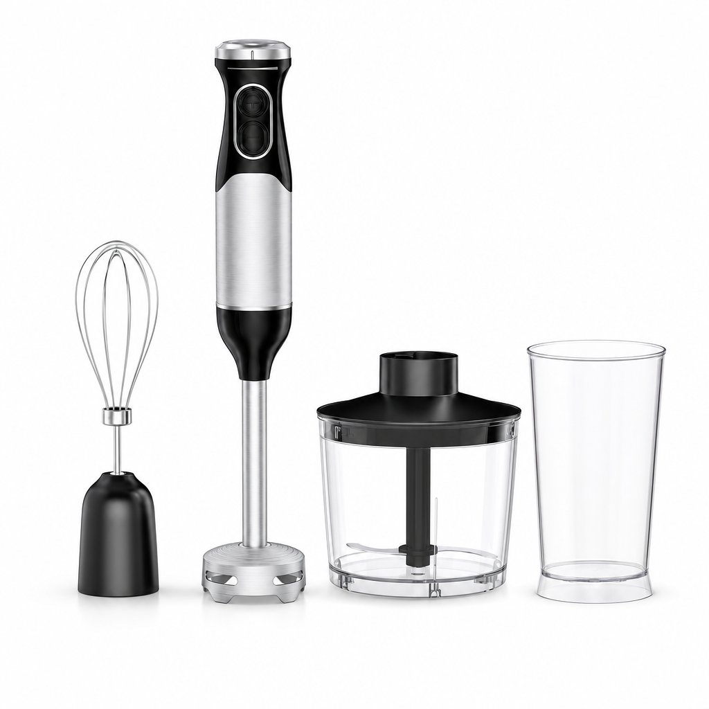 Staafmixer 600 W 3-in-1 set met mixstaaf, garde, hakmolen en beker