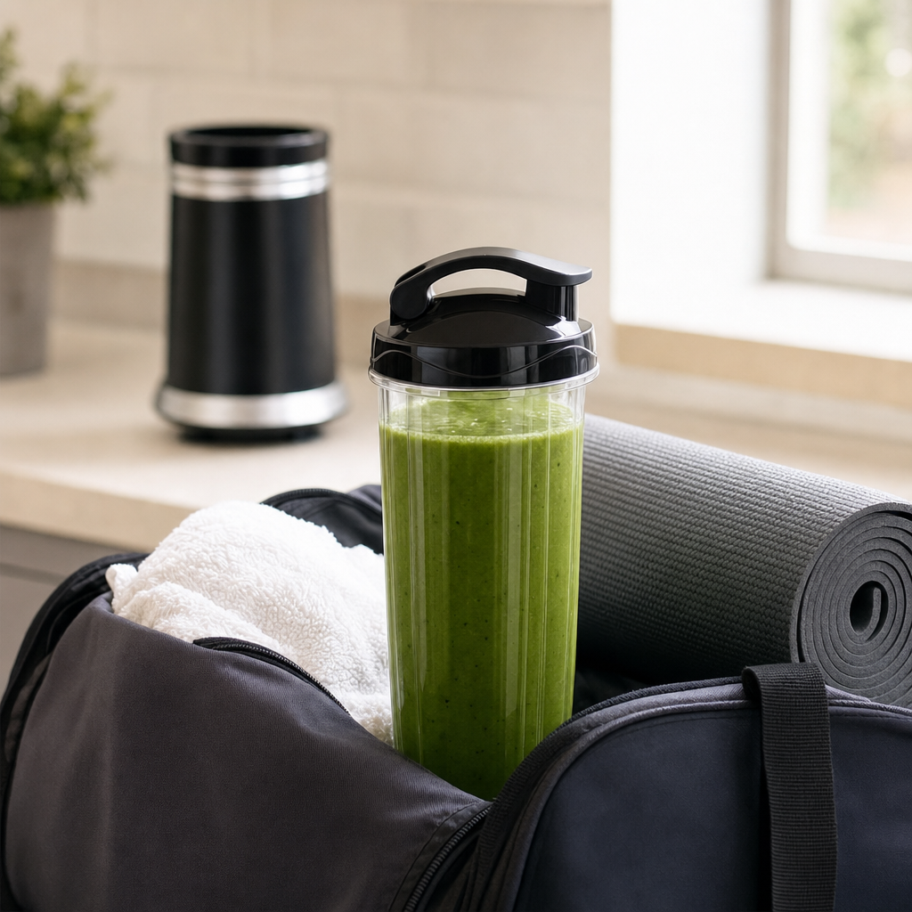 Nutri blender met verse smoothie in de sportbeker