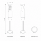 Technische tekening staafmixer met maten