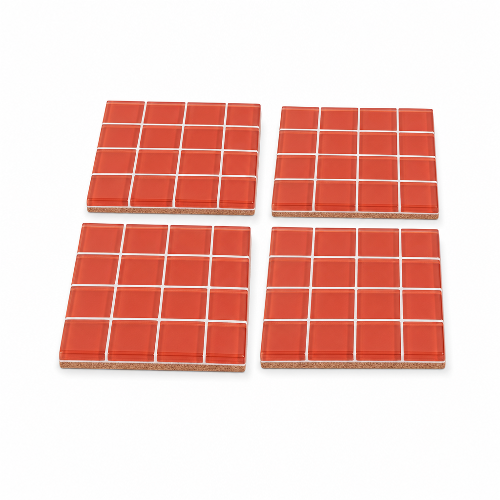 Mozaïek glazen onderzetters set van 4, rood