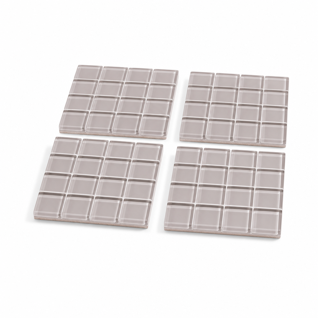 Mozaïek glazen onderzetters set van 4, beige